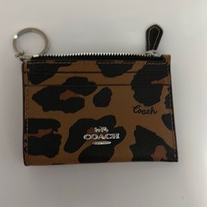 Coach leopard card holder